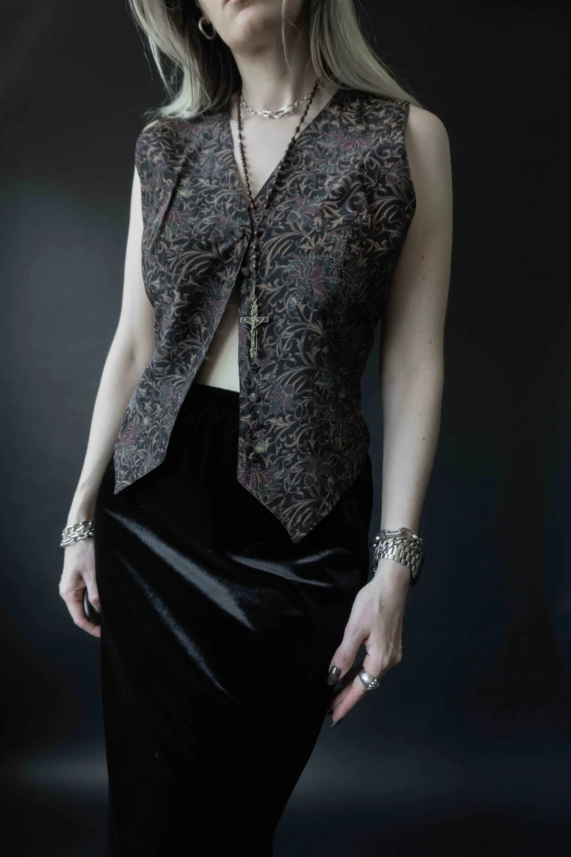 Vintage Weste mit floralem Muster von Betty Barclay, M–L