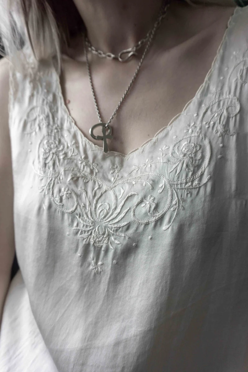 Vintage Top, Seide, 50s, M–L