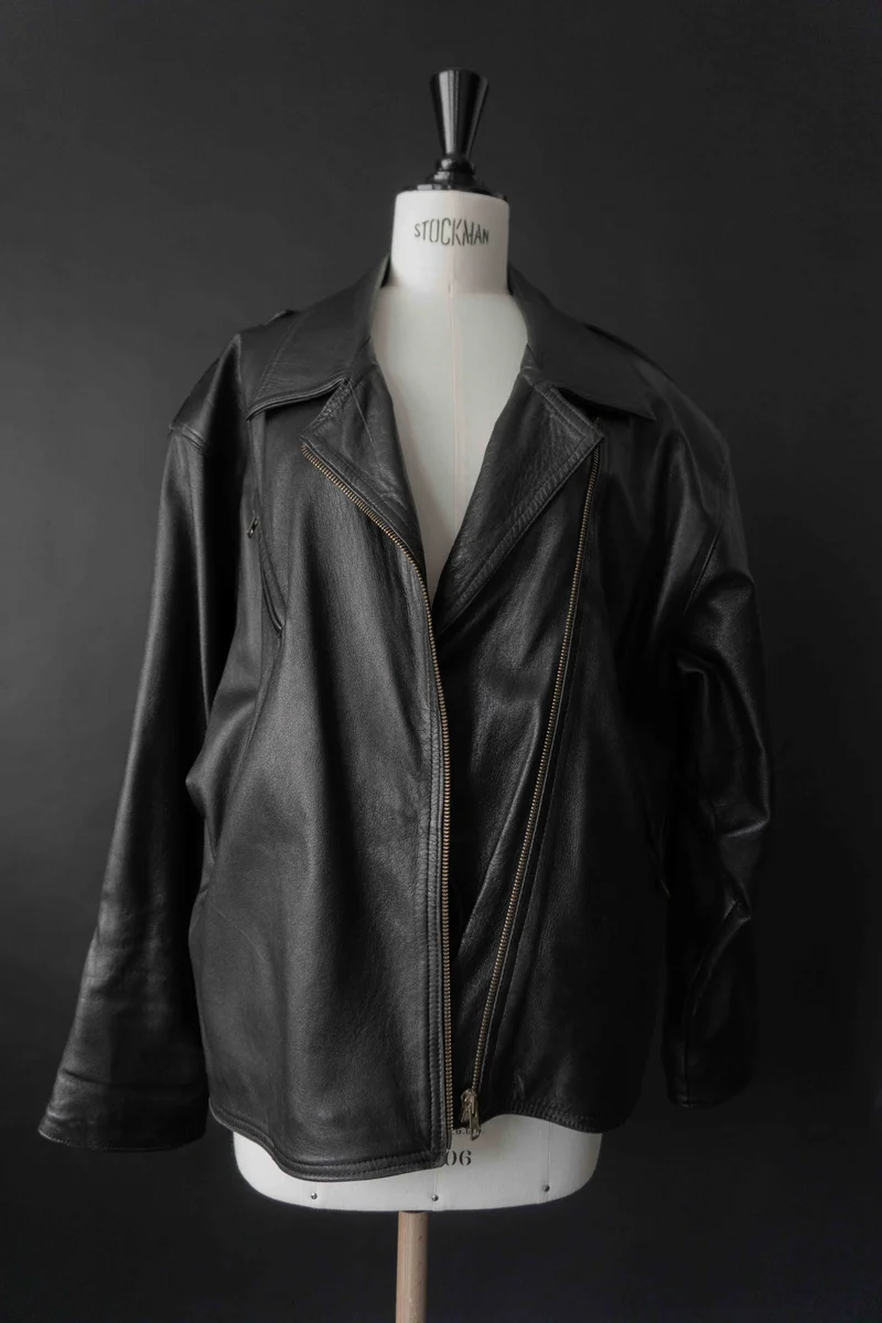 Vintage Lederjacke, Schwarz, S–M