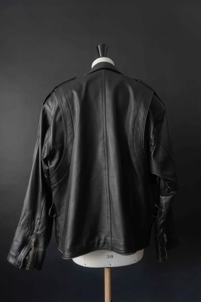 Vintage Lederjacke, Schwarz, S–M