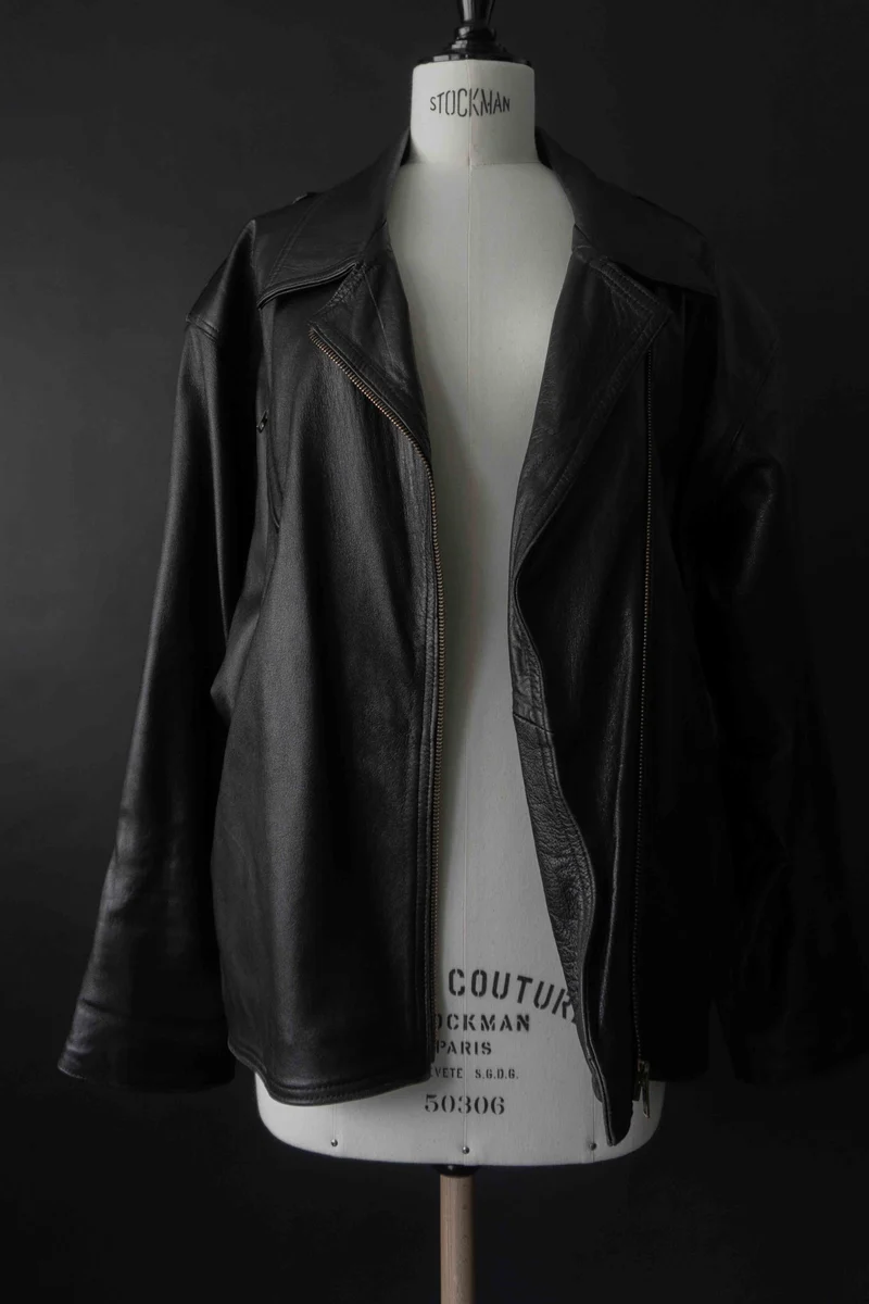 Vintage Lederjacke, Schwarz, S–M