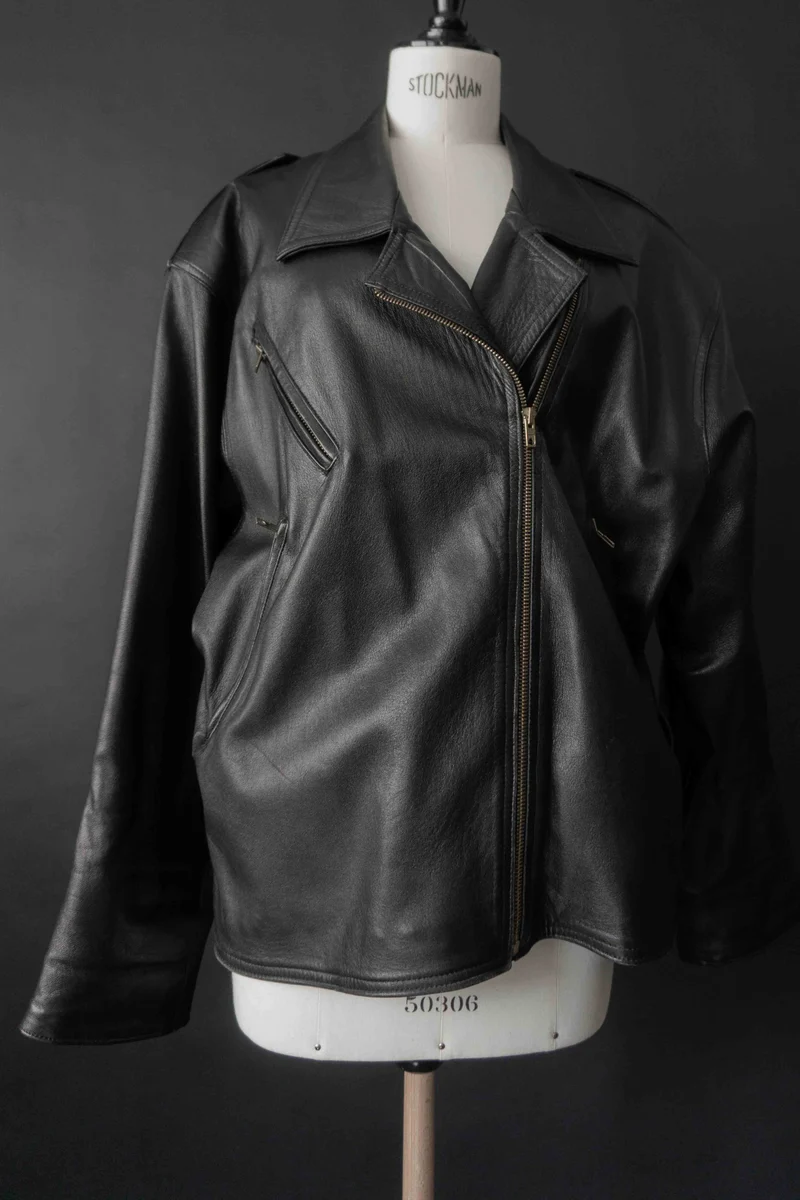 Vintage Lederjacke, Schwarz, S–M