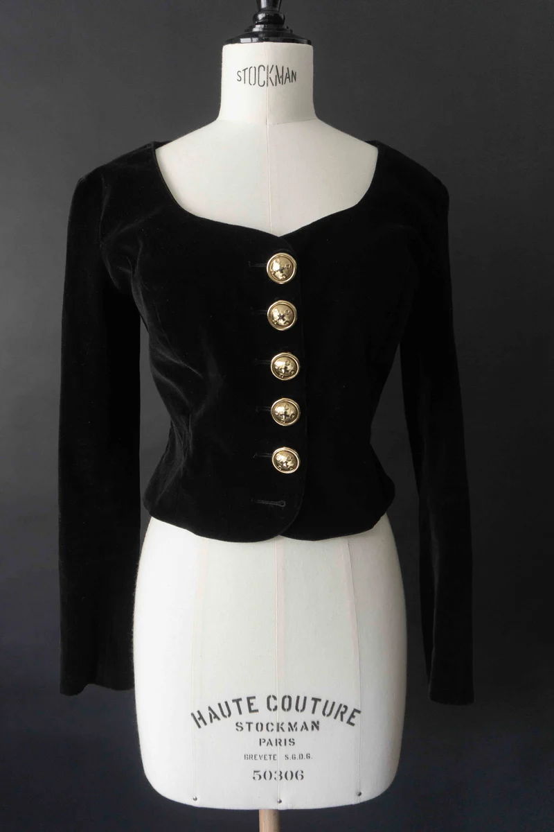 Vintage Moschino Samtblazer, Gothic, XS–M