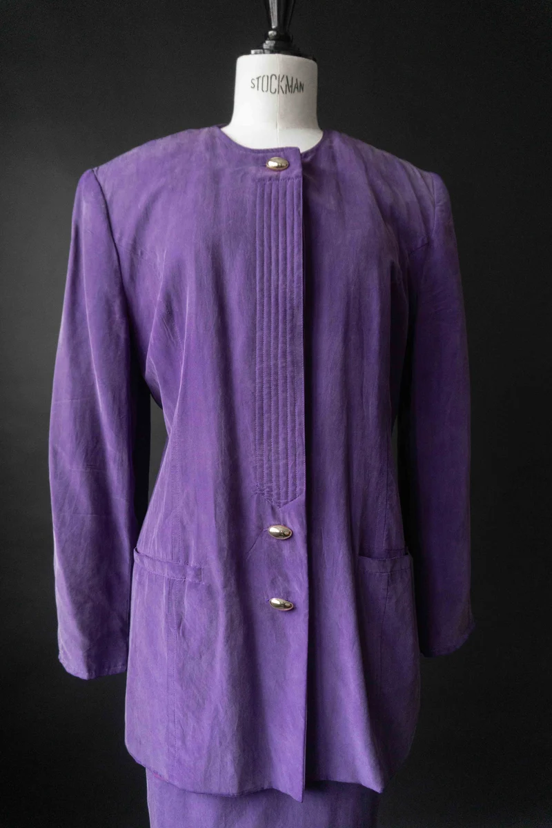 Vintage Violetter Seidenblazer von Betty Barclay, S–M