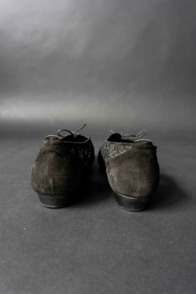 Vintage Halbschuhe, 80er – Leder & Mesh mit Blumenmuster, 41