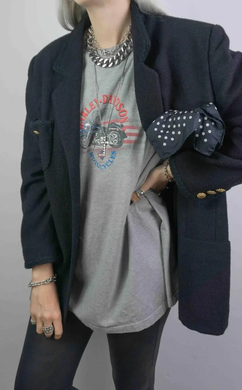 Blazer Boucle Schwarz