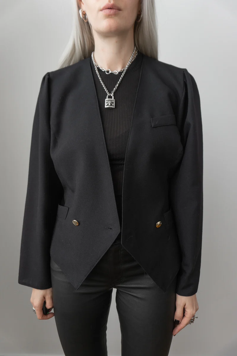Vintage Blazer, Schwarz, Doppelreihig, M