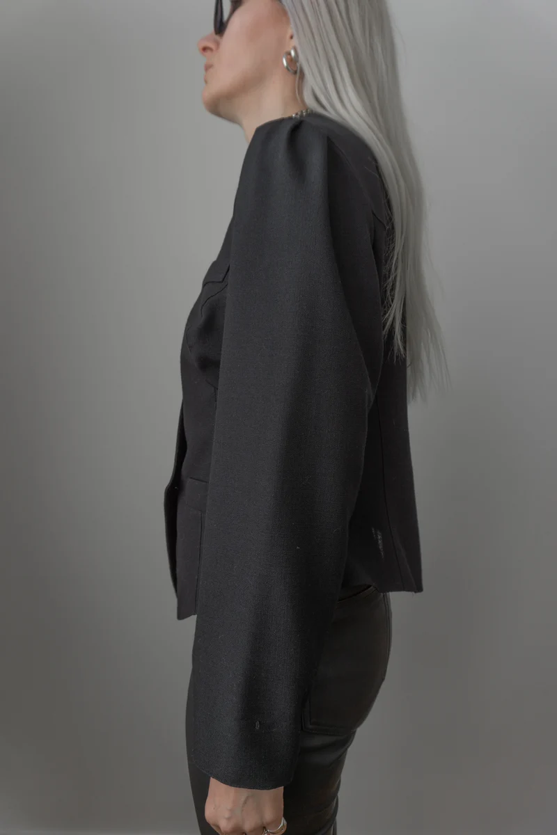 Vintage Blazer, Schwarz, Doppelreihig, M
