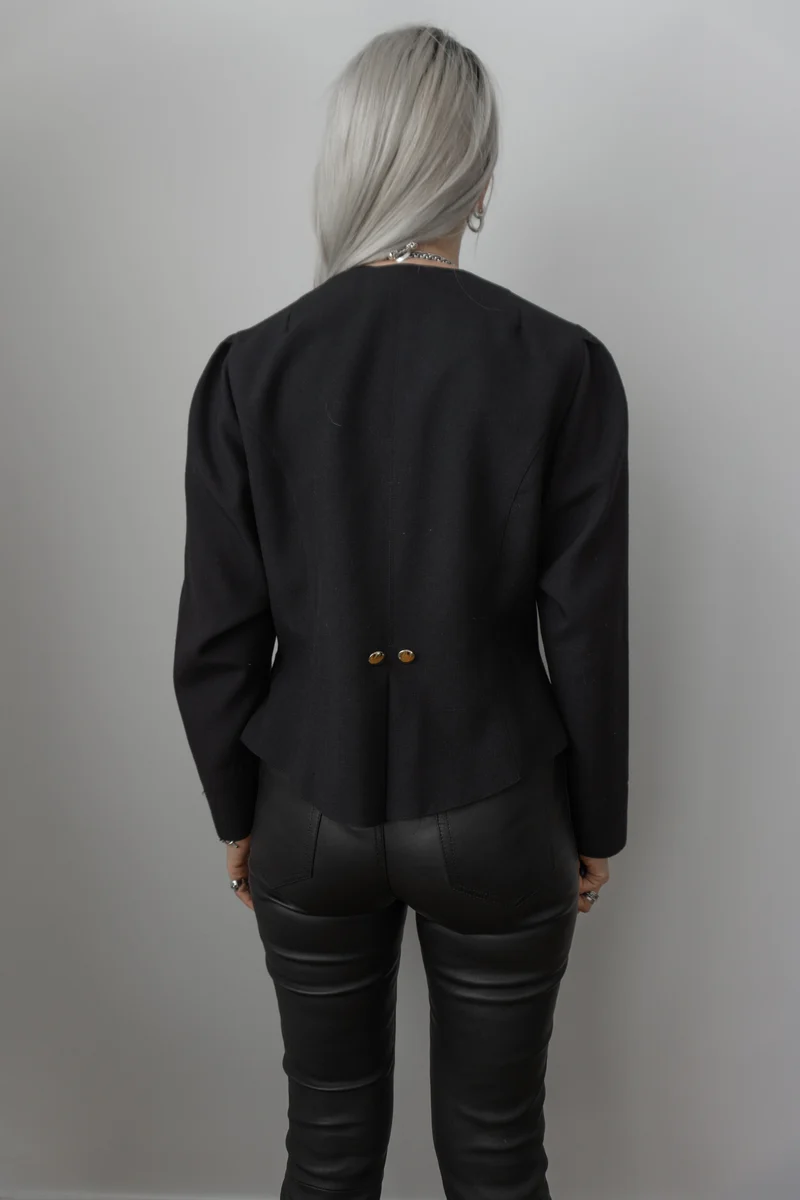 Vintage Blazer, Schwarz, Doppelreihig, M