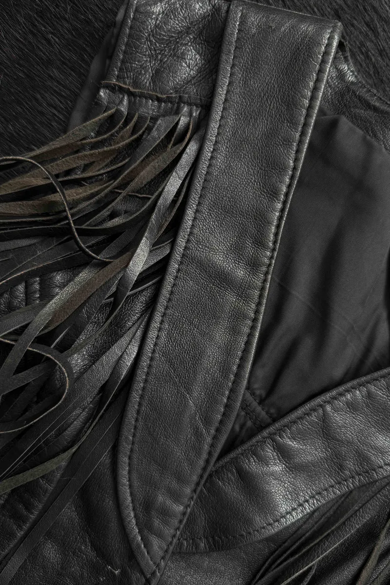 Vintage Lederweste mit Fransen, XS–M