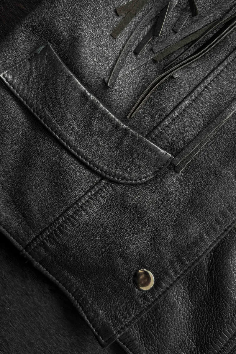 Vintage Lederweste mit Fransen, XS–M