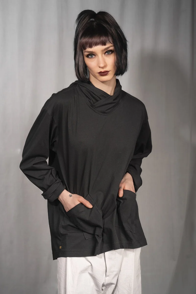 eigensinnig wien | Breed | Schwarzes Designer Hooded Sweatshirt aus Baumwolle