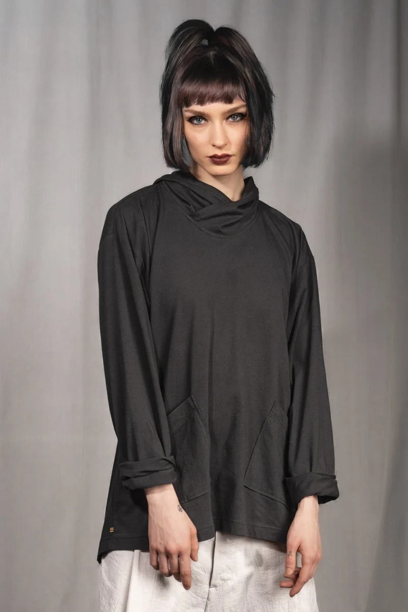 eigensinnig wien | Breed | Schwarzes Designer Hooded Sweatshirt aus Baumwolle