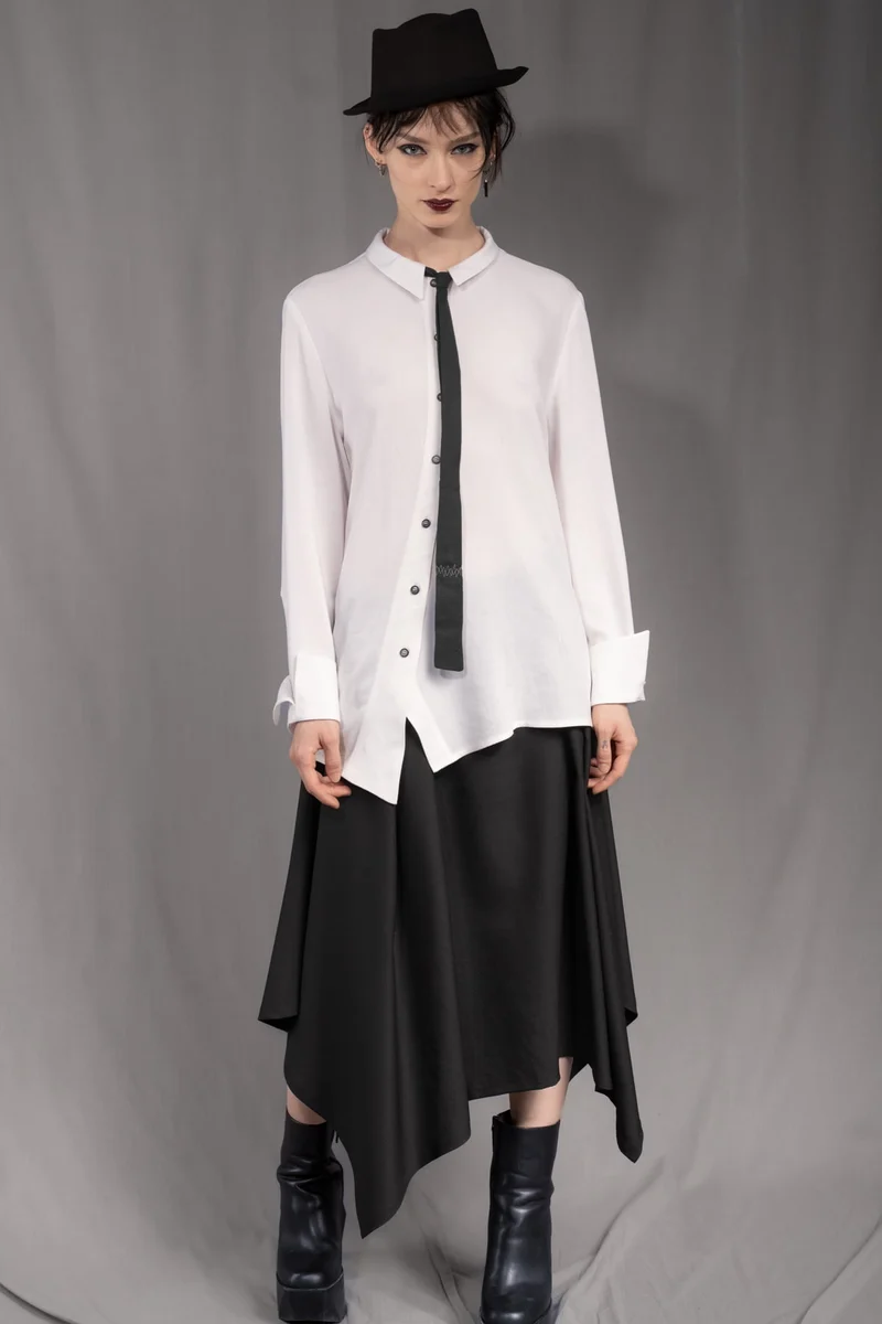 eigensinnig wien | Lilla | Schmale Designer-Krawatte aus reiner Baumwolle in Schwarz