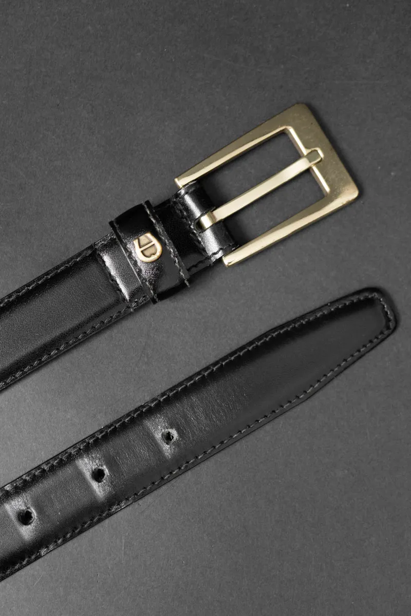 Vintage Aigner Ledergürtel 80er, Schwarz, XS–S