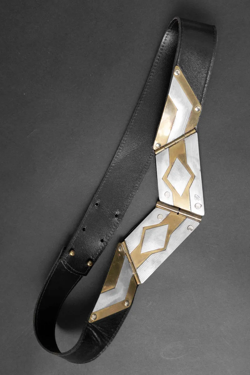 Vintage Ledergürtel mit Metalldetails, S–M
