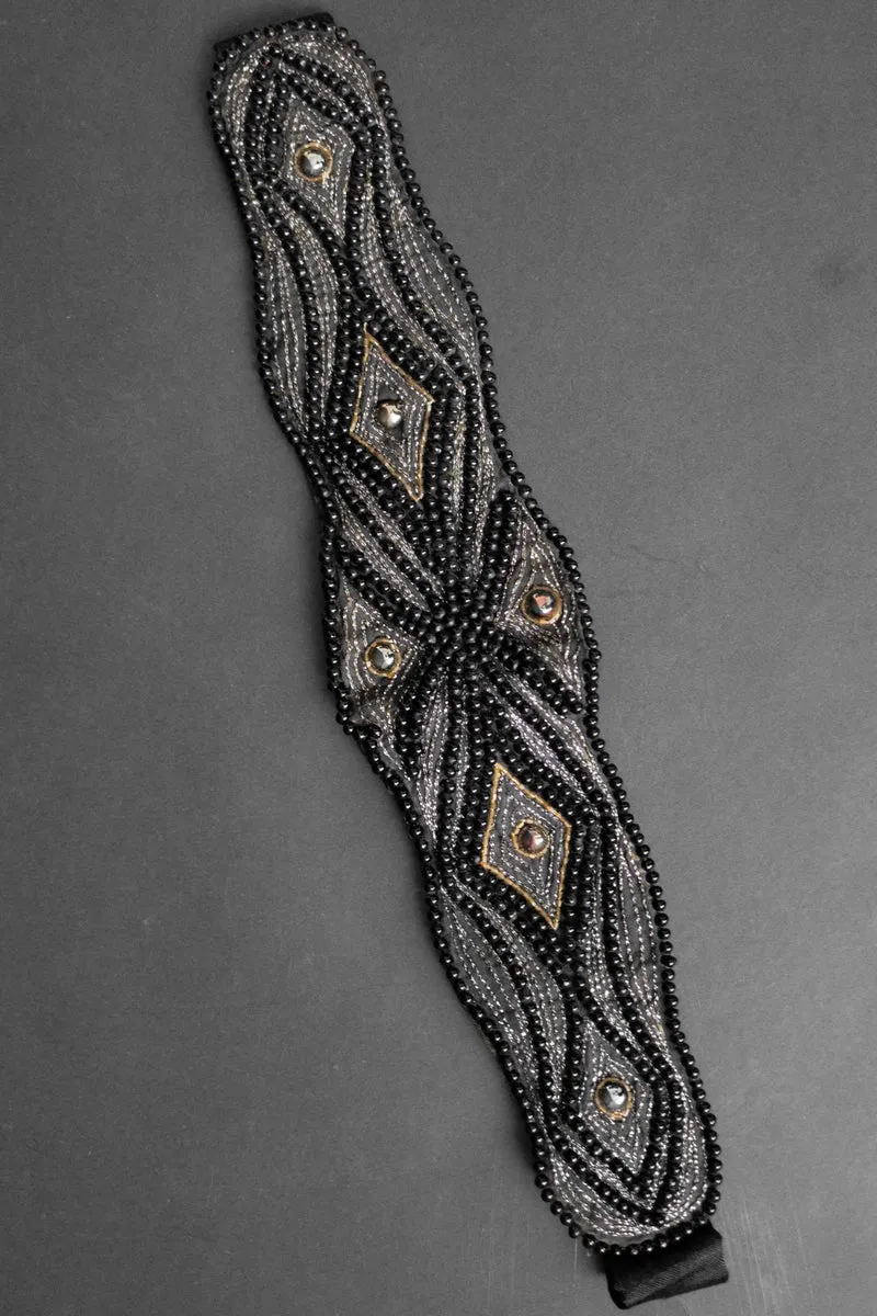 Antik Gürtel mit Perlen, Handarbeit, L