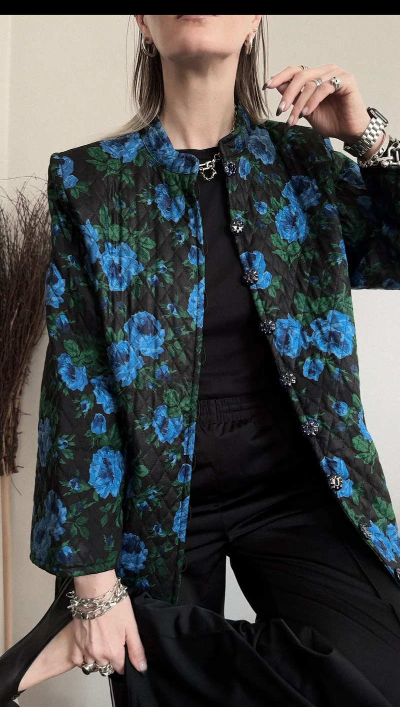 Vintage YSL Blazer, Blumenmuster, 80s