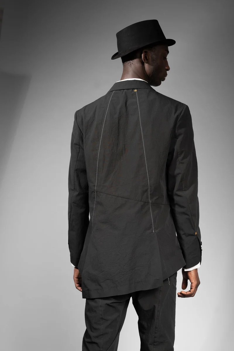 eigensinnig wien | Argo | Schwarzes Designer Herren-Sakko aus japanischer Baumwolle