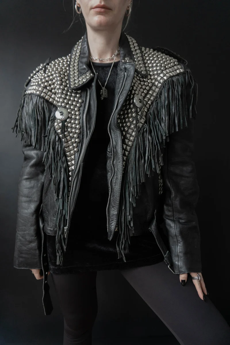 80s LA ROXX Lederjacke Los Angeles Nieten, M–XL
