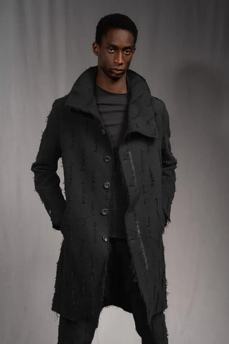 eigensinnig wien | Edgar | Nonkonformistischer Designer Herrenmantel aus grauer Baumwolle