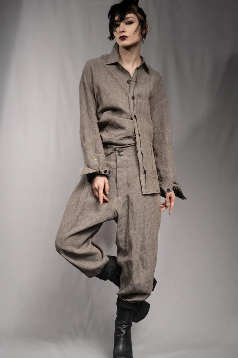 eigensinnig wien | ChiTho | Progressiver Leinen-Zweiteiler mit Overshirt und Drop Crotch Pants