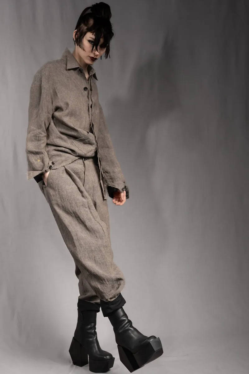 eigensinnig wien | ChiTho | Progressiver Leinen-Zweiteiler mit Overshirt und Drop Crotch Pants