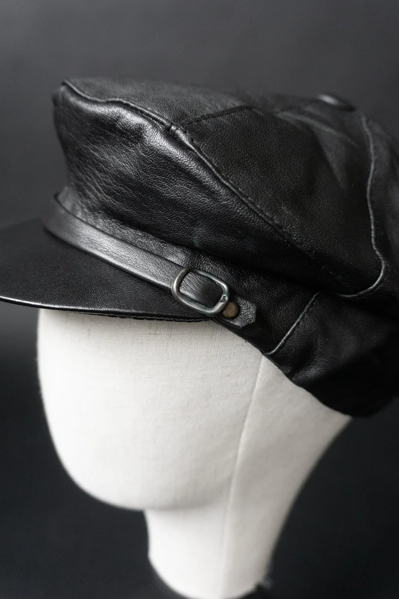 Ledercap, Schwarz, 53-58