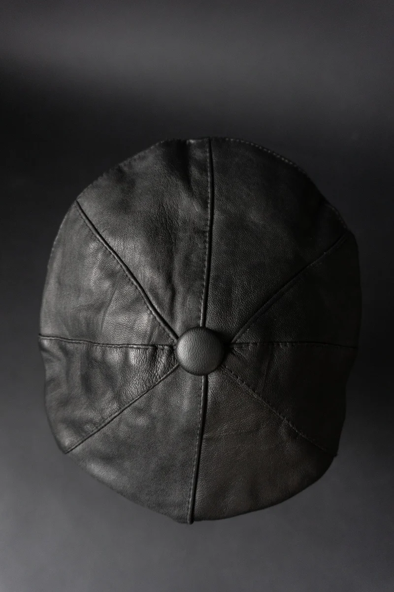Ledercap, Schwarz, 53-58