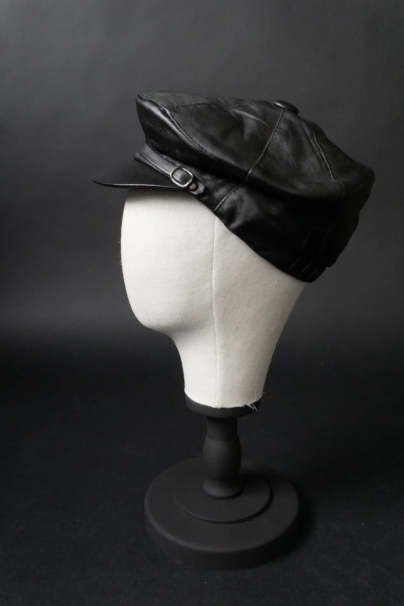 Ledercap, Schwarz, 53-58