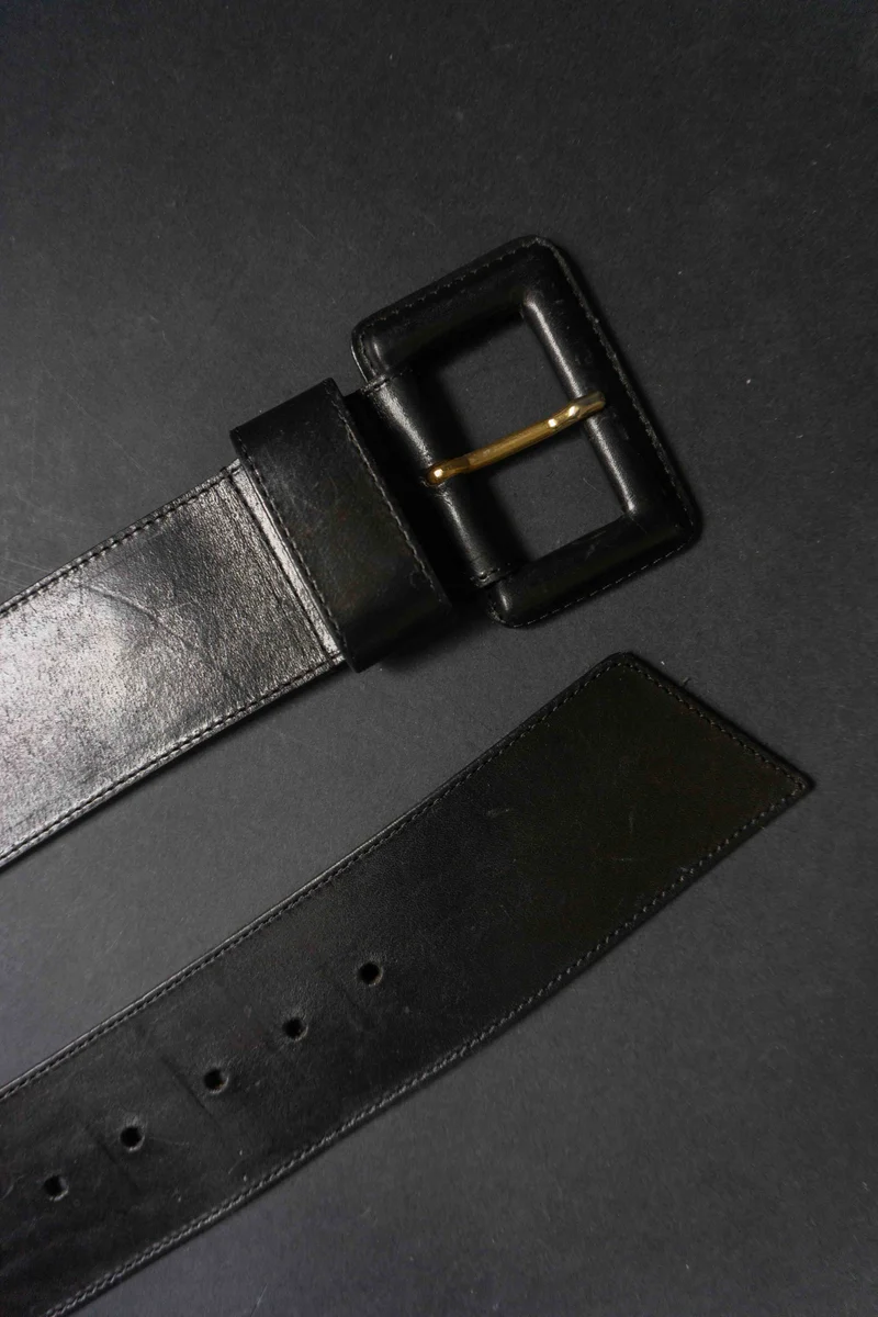 Vintage 80s Ledergürtel, Schwarz, S–M