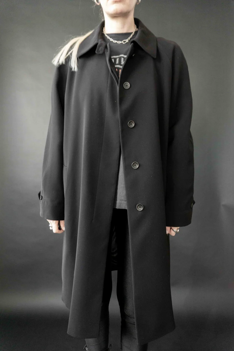 Vintage Allegri Mantel, Schwarz, Minimalistisch & Avantgarde, M–L