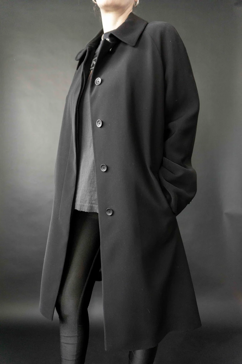 Vintage Allegri Mantel, Schwarz, Minimalistisch & Avantgarde, M–L