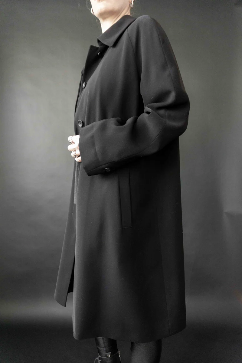 Vintage Allegri Mantel, Schwarz, Minimalistisch & Avantgarde, M–L