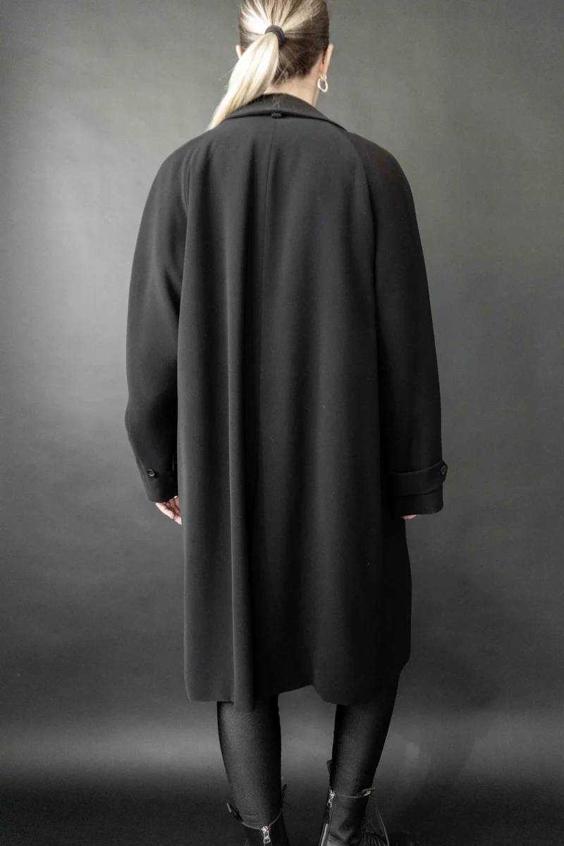 Vintage Allegri Mantel, Schwarz, Minimalistisch & Avantgarde, M–L