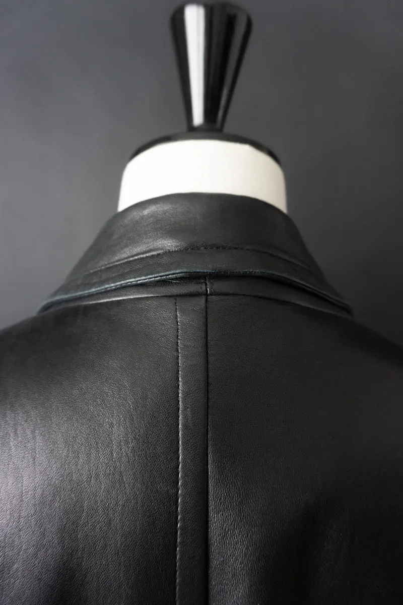 Vintage Yves Saint Laurent Lederblazer, Schwarz, S–M
