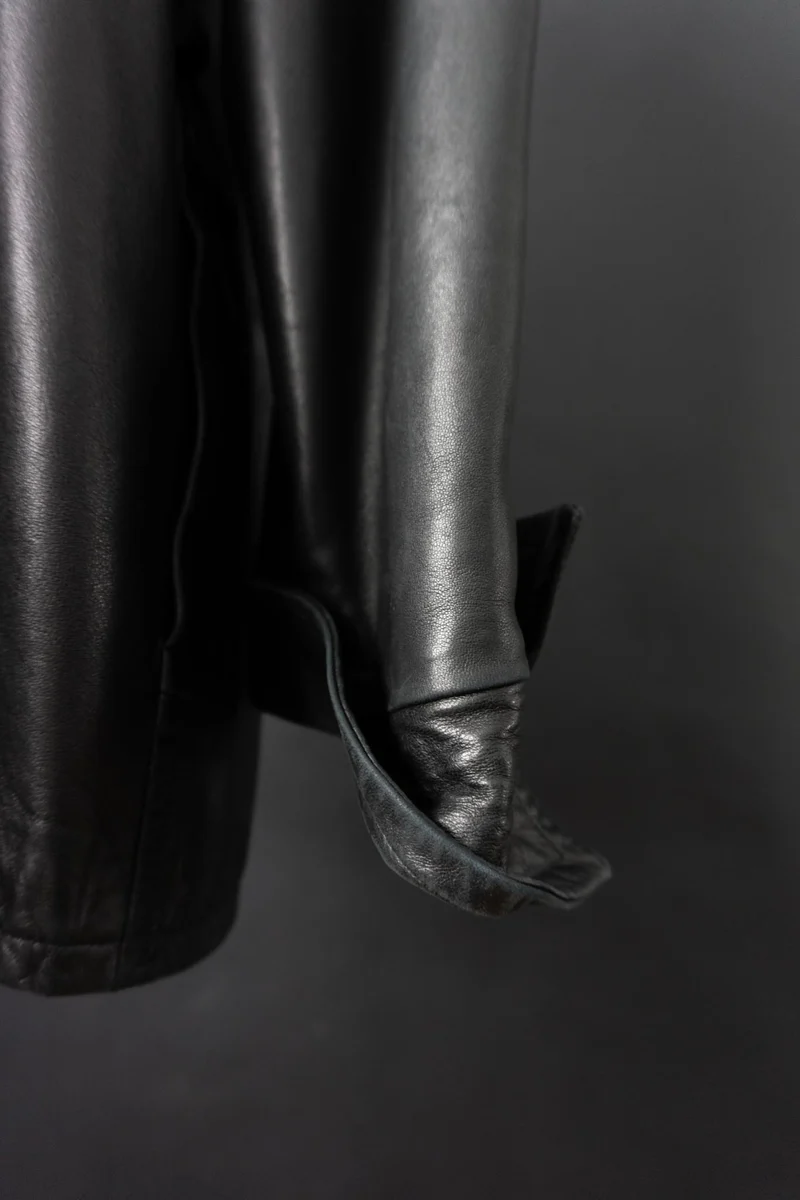Vintage Yves Saint Laurent Lederblazer, Schwarz, S–M