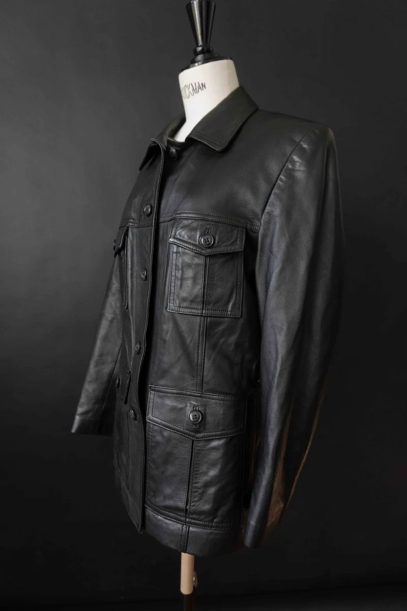 Vintage Lederjacke Lammnappa Schwarz, XS–S