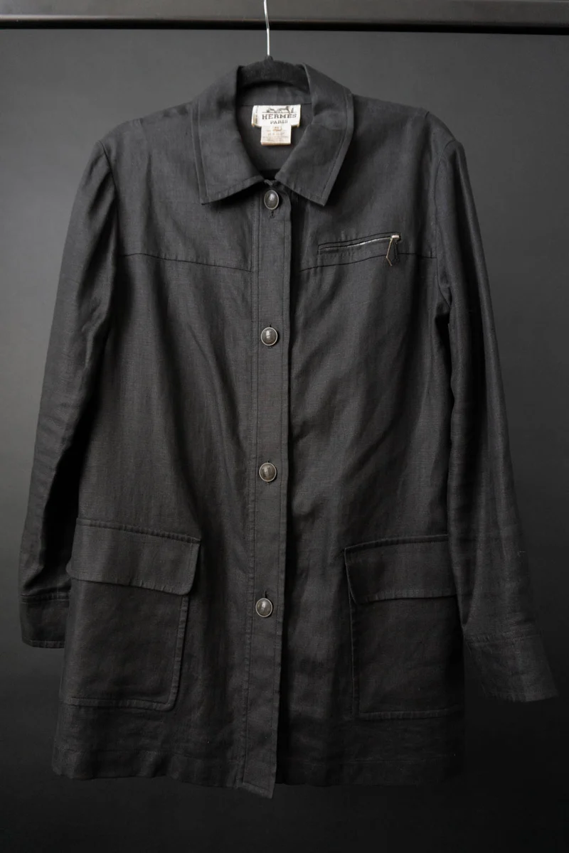 Vintage Hermes Hemd Leinen Schwarz