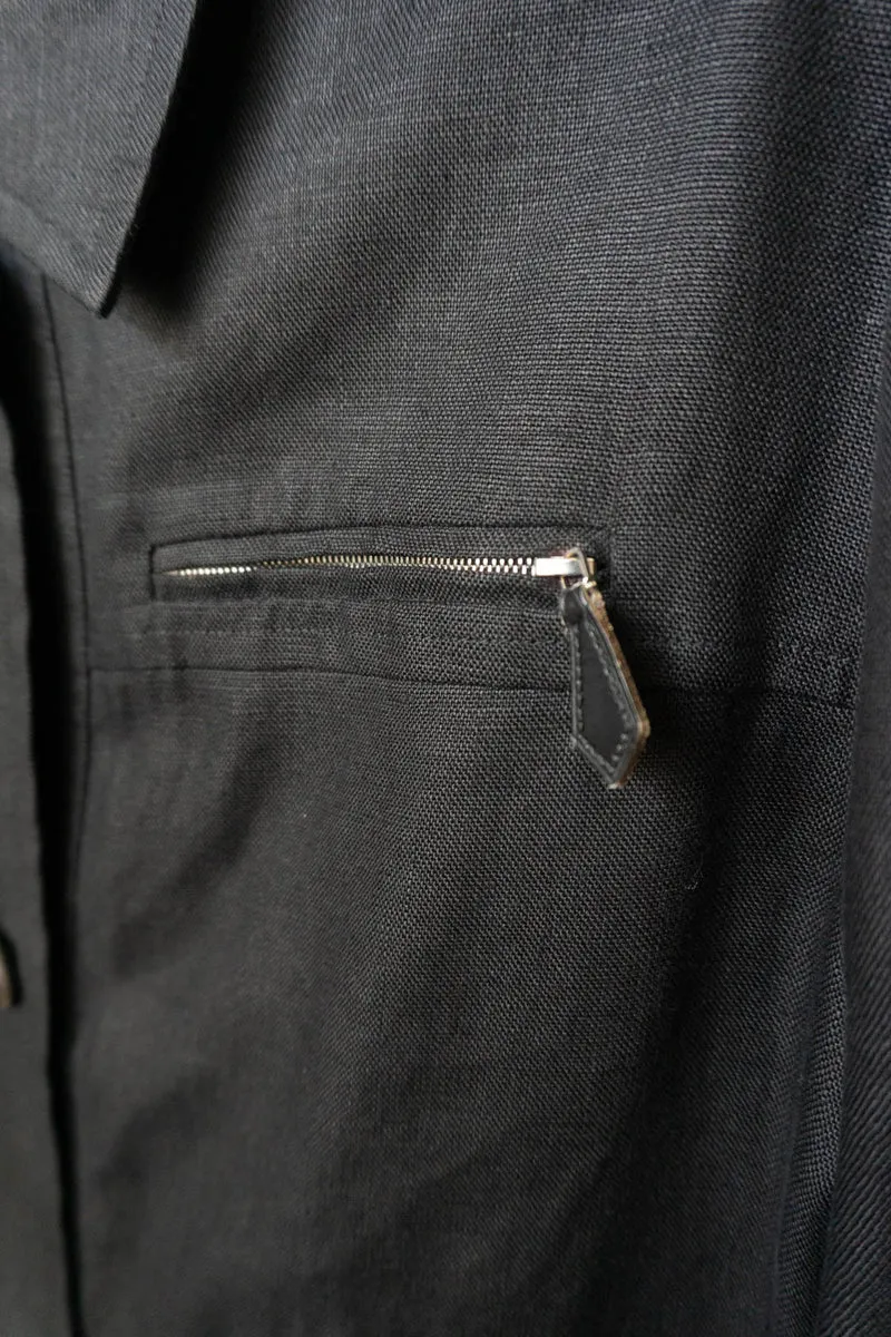 Vintage Hermes Hemd Leinen Schwarz