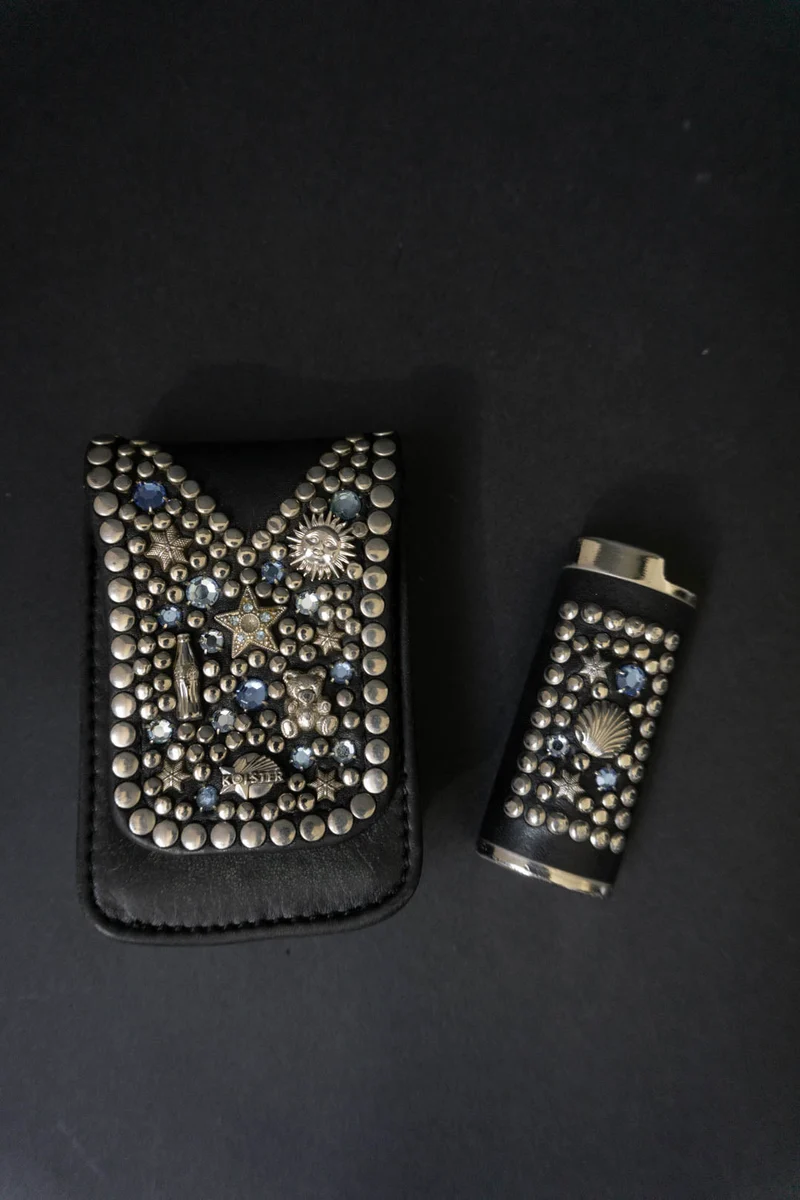 80s KOLSTER Etui Leder Strass