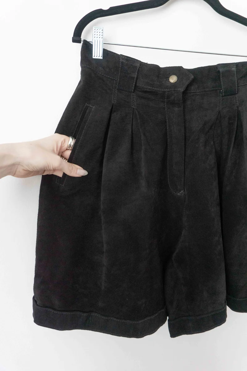 80s Ledershorts Schwarz XS–S