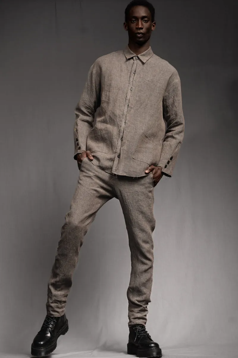 eigensinnig wien | GroTho | Designer-Sommeranzug für Herren aus Leinen mit Overshirt und schmaler Hose
