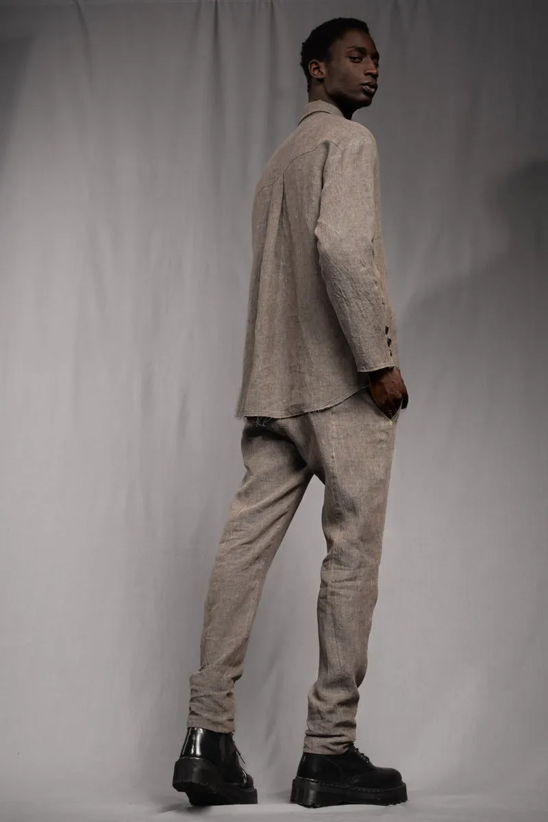 eigensinnig wien | GroTho | Designer-Sommeranzug für Herren aus Leinen mit Overshirt und schmaler Hose