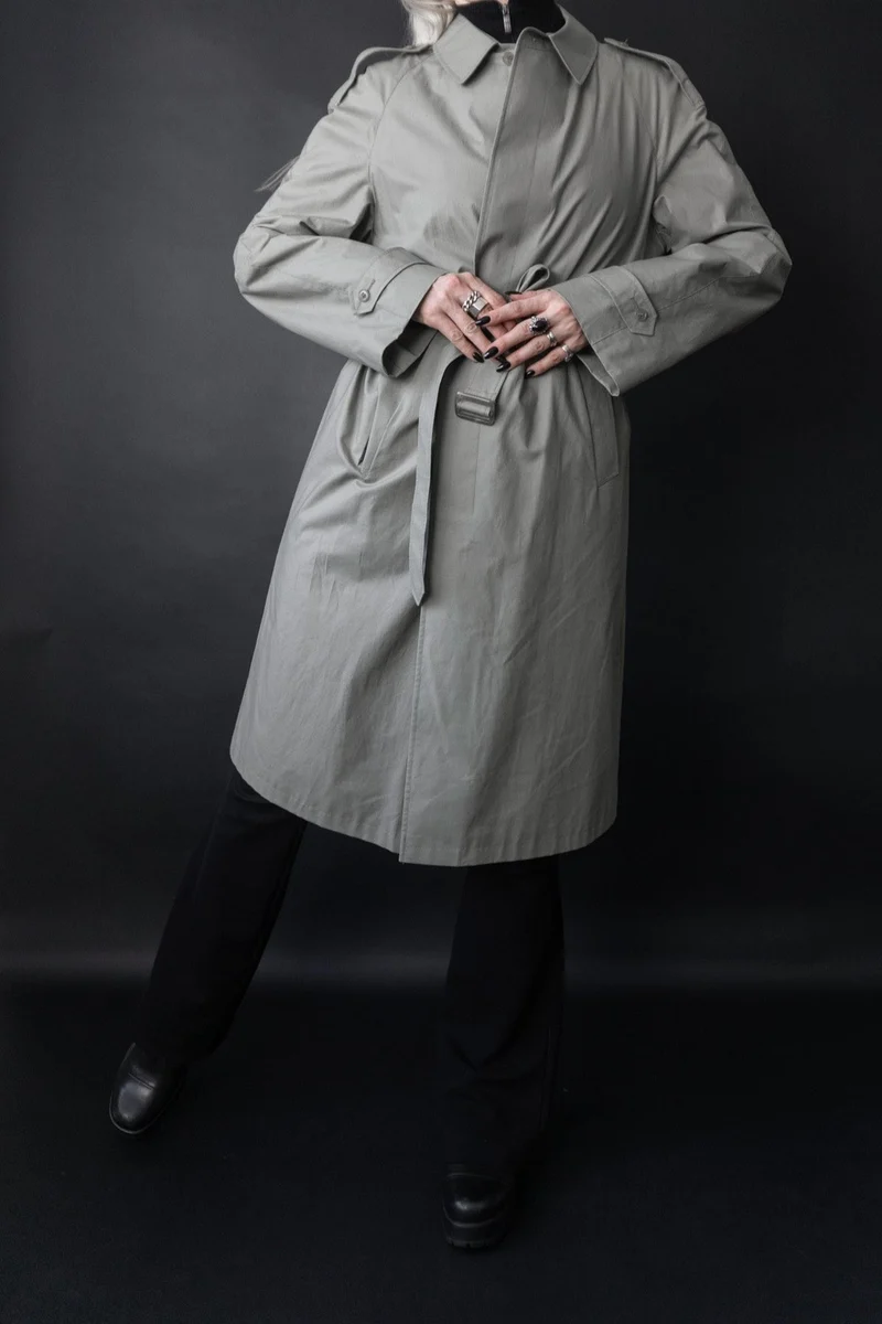 Vintage Trenchcoat Beige – Minimalistischer 80s Look aus Baumwolle