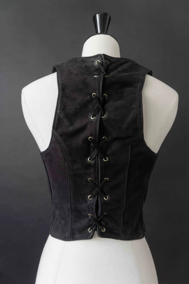 Vintage Pyrate Style Hamburg Lederweste Schwarz XS