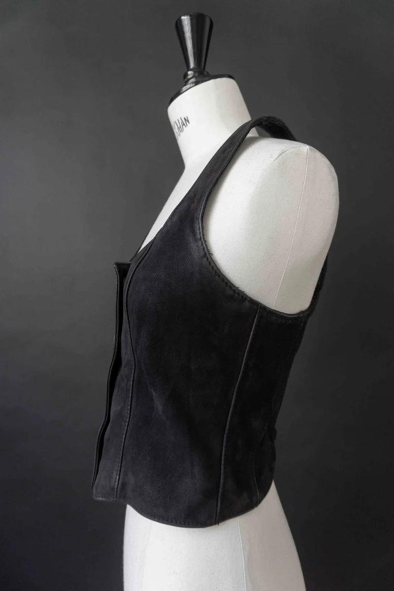 Vintage Pyrate Style Hamburg Lederweste Schwarz XS