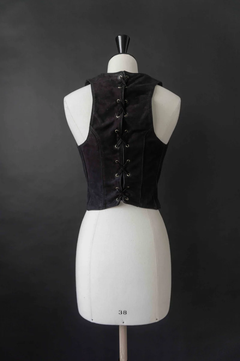 Vintage Pyrate Style Hamburg Lederweste Schwarz XS