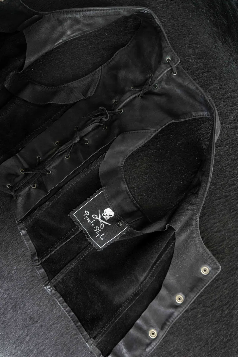 Vintage Pyrate Style Hamburg Lederweste Schwarz XS