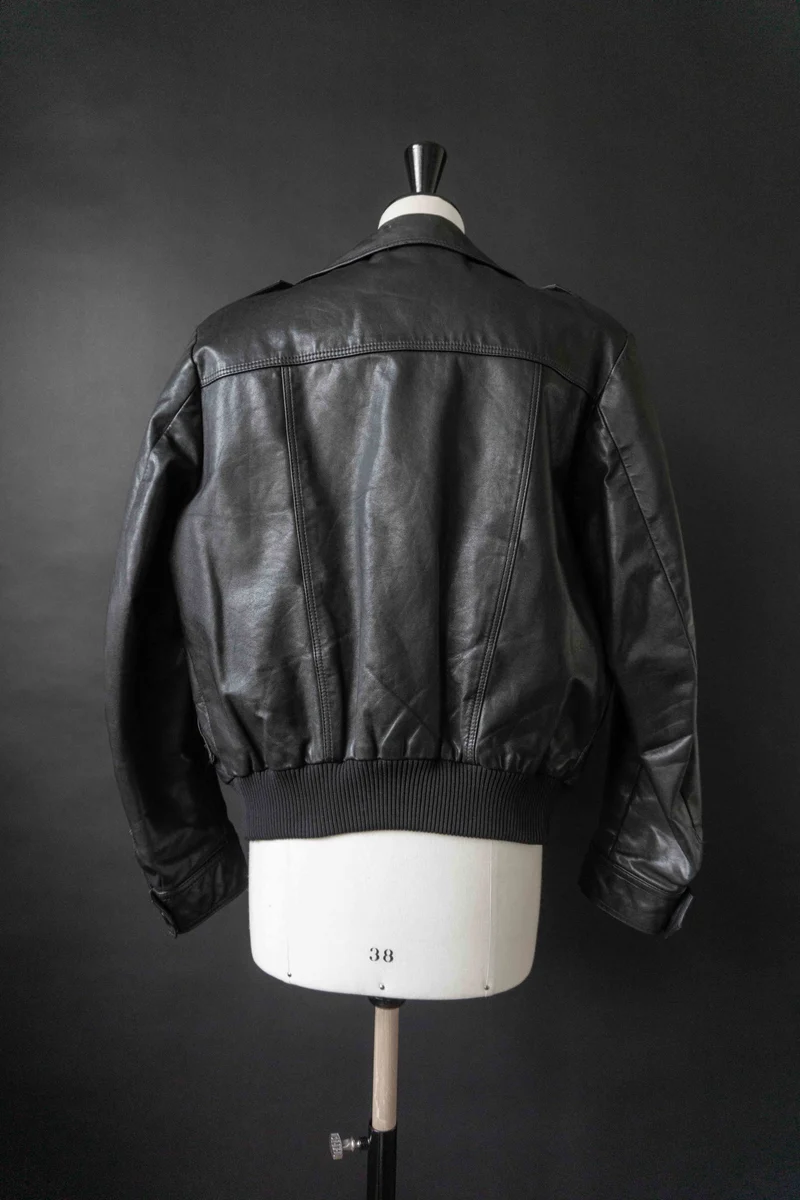 70s Lederjacke Schwarz S–M